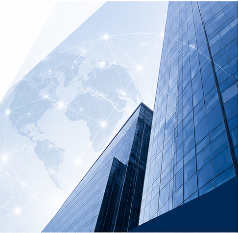 Global technology network and modern office buildings
